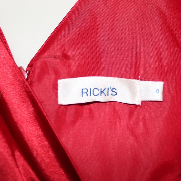 Rickis Red and Black Silk/Satin Cocktail Dress - Picture 2 of 3
